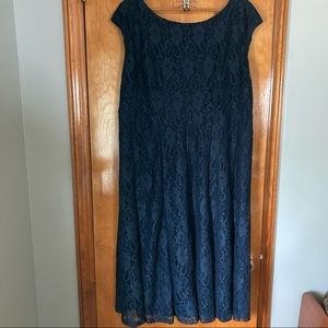 Navy Lace Overlay Dress - image 1